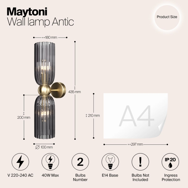 Настенный светильник Maytoni Antic MOD302WL-02GR