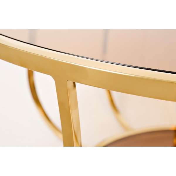 13RXCT4032-GOLD Стол журнальный стекло коричн./золото d100*45см