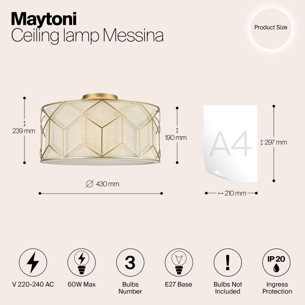 Потолочный светильник Maytoni Messina H223-PL-03-G