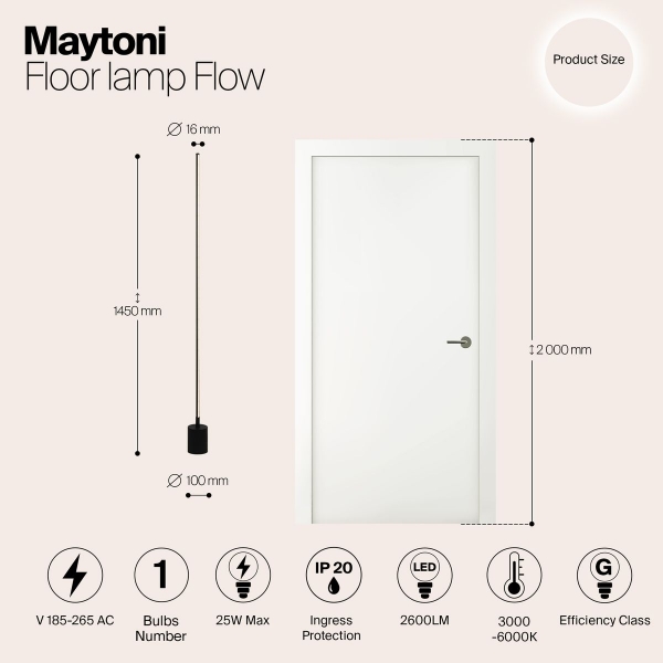 Торшер Maytoni Flow MOD147FL-L20BK1