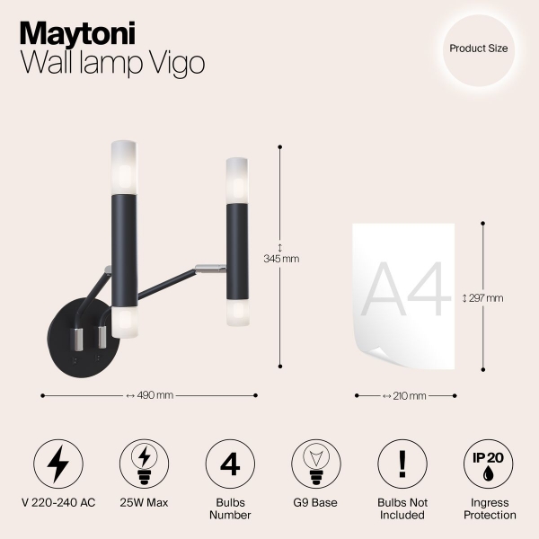 Бра Maytoni Vigo MOD620WL-04B