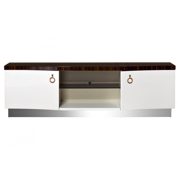 31PL-838TV Тумба белая,коричневая столешница 197х51х60 см