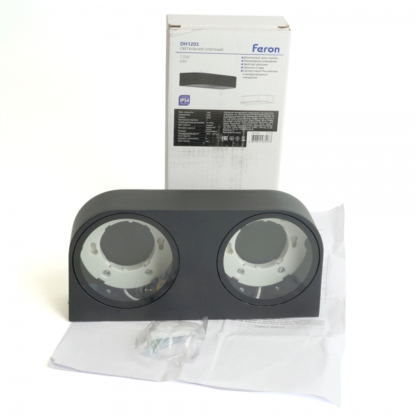 Светильник садово-парковый Feron DH1203,на стену, GX53 230V, черный 51328