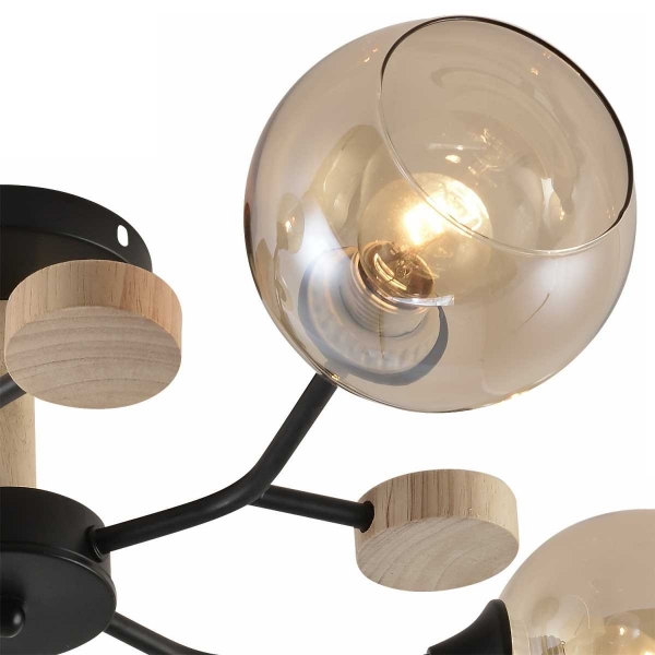 Потолочная люстра Reluce 01501-0.3-05 BK+WOOD