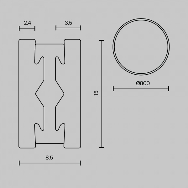 Шинопровод Maytoni Technical Flarity Busbar TRX154-R-D800-B