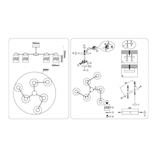 Люстра на штанге Ambrella light TRADITIONAL TR303325