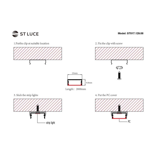 Профиль с рассеивателем ST-Luce ST017.129.08