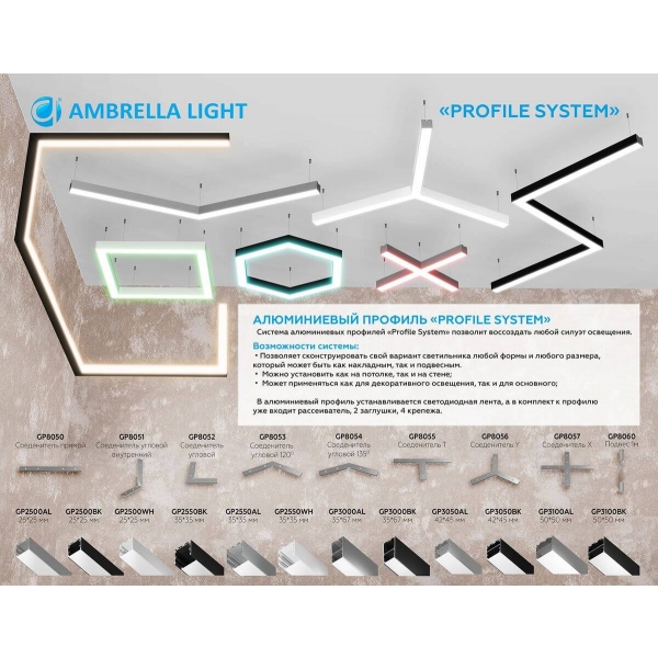 Соединитель прямой Ambrella light Illumination Profile System GP8050
