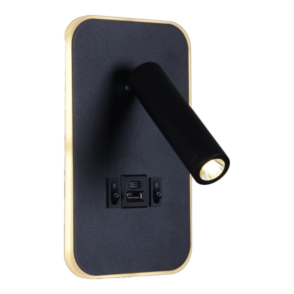 Настенный светодиодный светильник Reluce 86204-9.2-001KT LED12W+USB BK