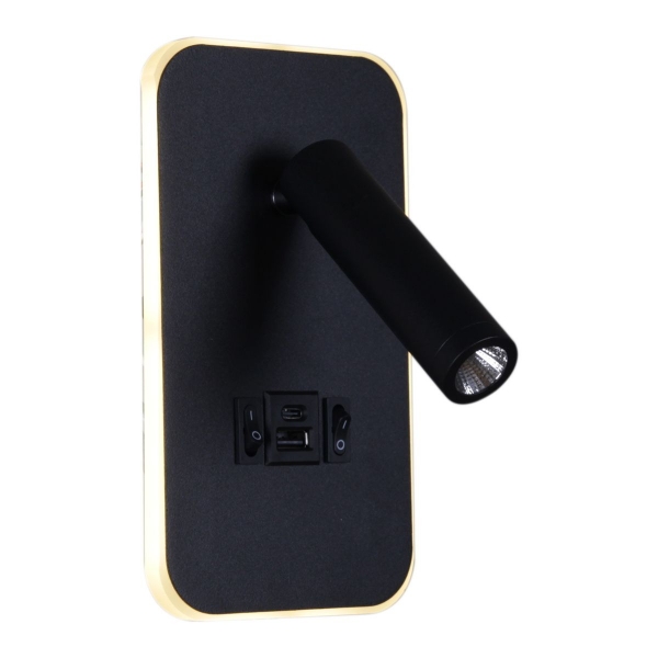 Настенный светодиодный светильник Reluce 86204-9.2-001KT LED12W+USB BK