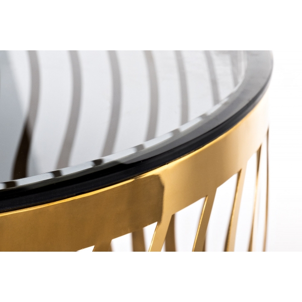 GY-ET8149GOLD Стол журнальный "Wave" тонир.стекло/зол. d50*51см