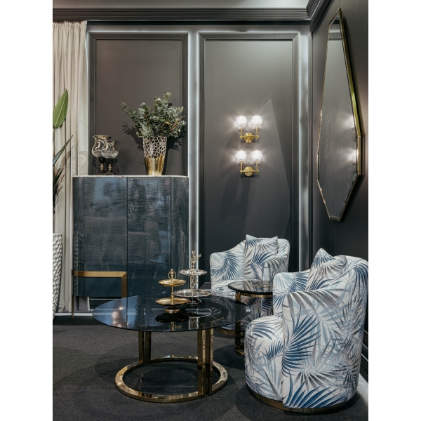 47ED-GDCT002 Стол журнальный GardaDecor темн.стекло/зол d100*45