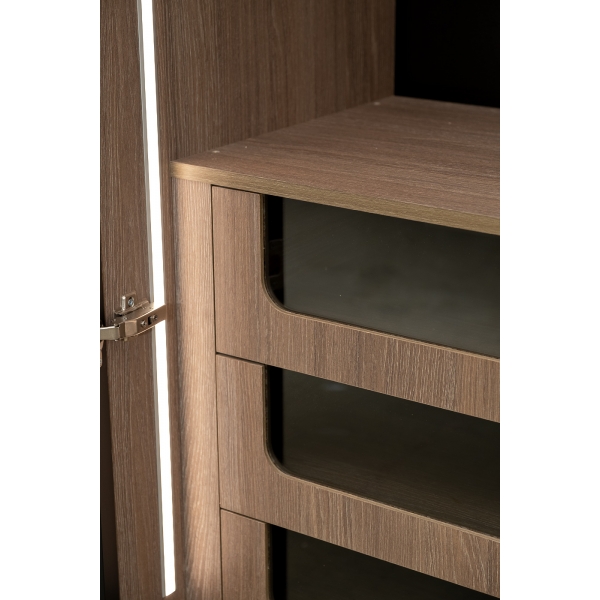GD-10012/1-3 Шкаф Alto двух c выдв ящик,цвет дуб Урбан Кофейный,дверцы стекло(тонир) 100*57*228.5см