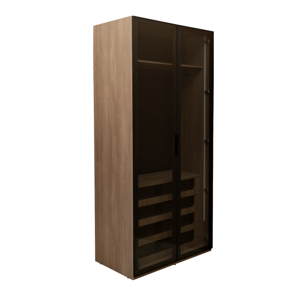GD-10012/1-3 Шкаф Alto двух c выдв ящик,цвет дуб Урбан Кофейный,дверцы стекло(тонир) 100*57*228.5см