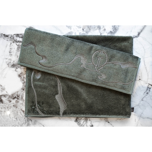 145ERT-00503 Полотенце Мелодия модал зеленое 50*90