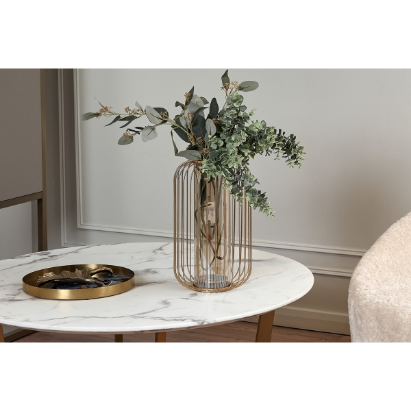 55RV2946L Ваза-подсвечник декоративная металл/стекло d21*35см