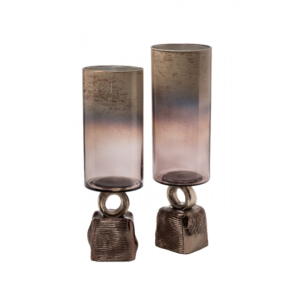 71PN-31683 Ваза стекл. на металл. основании d13*42см