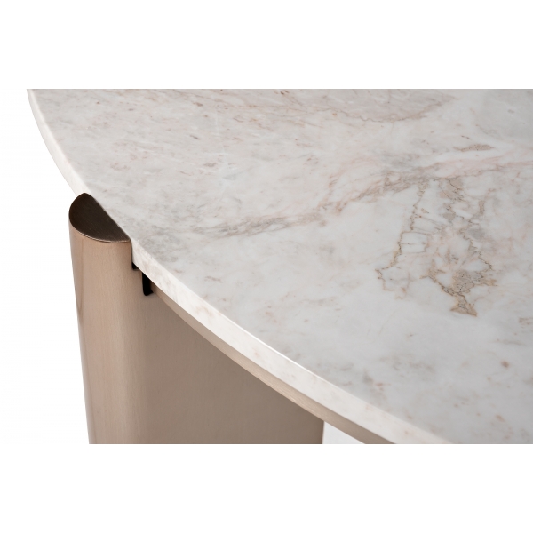 57EL-10082 Стол журнальный натур.белый мрамор Cass White d 105*37см