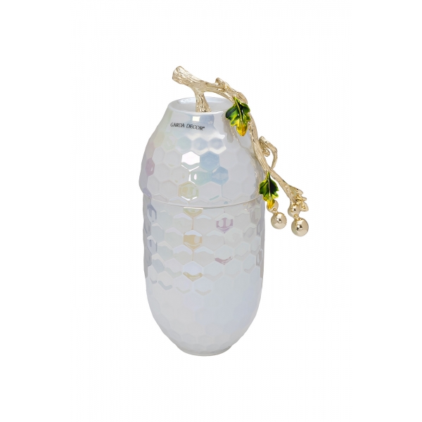 55RD6396S Ваза керамич. с крышкой перламутровая 16*12*30см