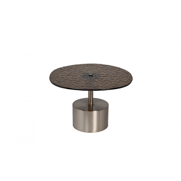 57EL-10852 Стол журнальный, стекло рельефное тонированное d 60*63*41см