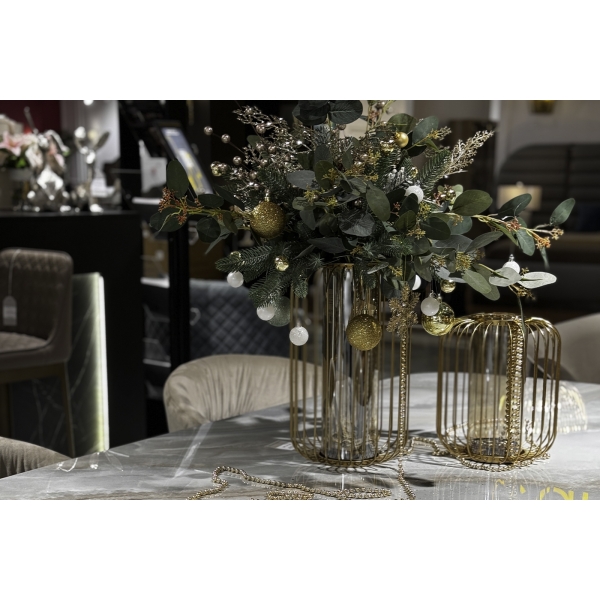 55RV2946L Ваза-подсвечник декоративная металл/стекло d21*35см