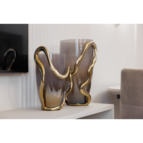 69-22680 Ваза декор.стеклянная "Flow" 24*19,5*36см