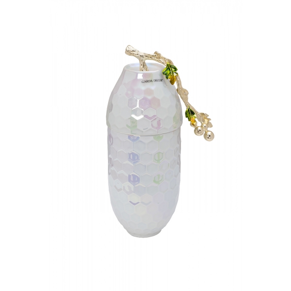 55RD6396L Ваза керамич. с крышкой перламутровая 16*12*33см