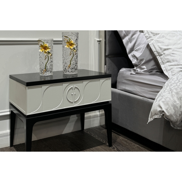 55RV6465S Ваза стеклянная с золотым цветком 13*10*25см