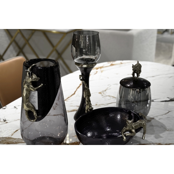 69-120167 Ваза декор.стеклянная "Ягуар" 23*18,5*35,5см