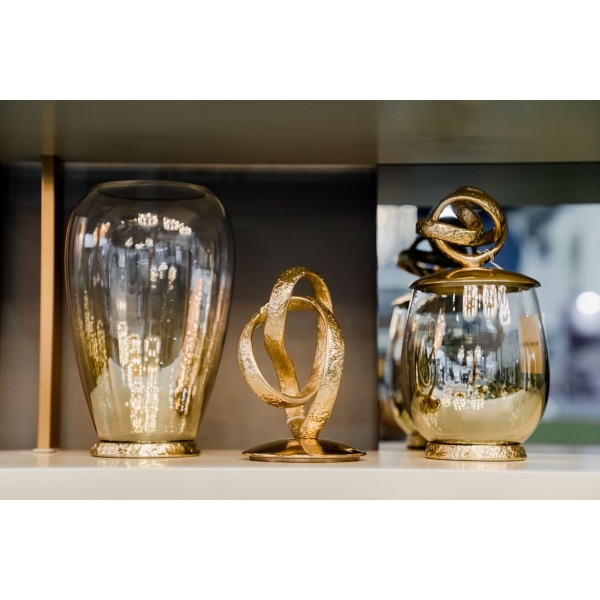 69-921151 Ваза декор.с крышкой "Лиана" металл/стекло19*19*50см