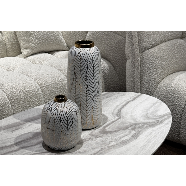 18H2859-20 Ваза керамическая с золотым принтом  d15*35см