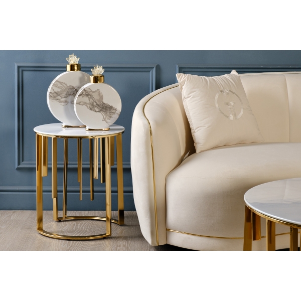 55RD4283S Ваза с крышкой керам. белая с серым декором 23*8*33см