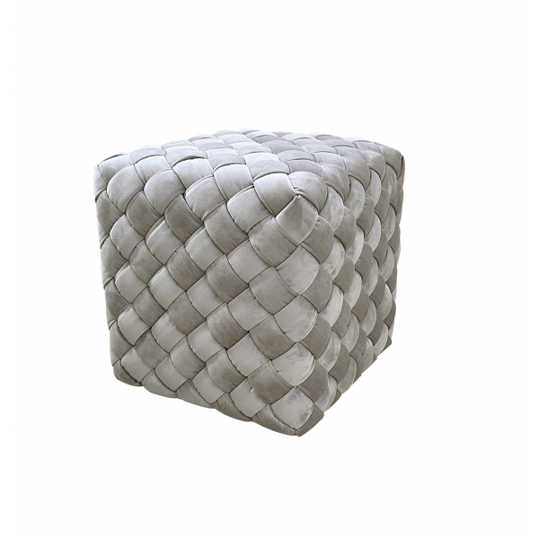 N-PUF-190 BEG Пуф плетеный велюр серо-бежевый 40*40*40см