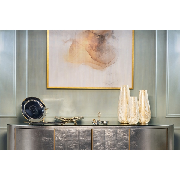 71PN-51820 Ваза стеклянная золотисто-бежевая d14*31см