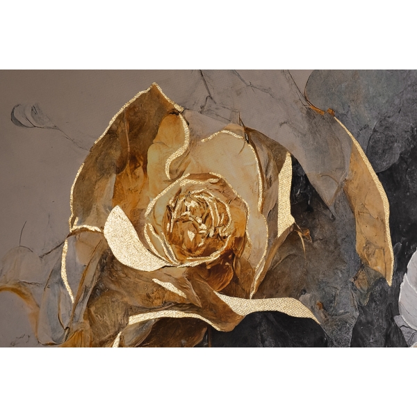 89VOR-GOLDEN ROSE Холст "Золотая роза" 100х100 см, багет пластик (латунь), золотая поталь