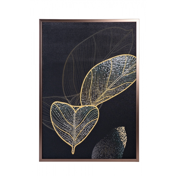 89VOR-GOLDEN LEAVES-2 Холст "Золотые листья-2" 100х70 см, багет( латунь),поталь