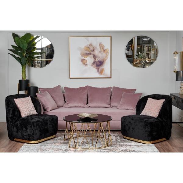 13RXCT3104-GOLD Стол журнальный стекло черн./золото d90*45см