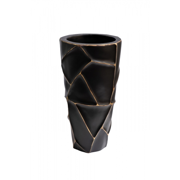 ZSC872-19BL-GL Кашпо d26*48см черное с золотом