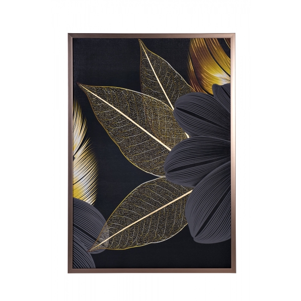 89VOR-GOLDEN LEAVES-3 Холст "Золотые листья-3" 100х70 см, багет( латунь),поталь