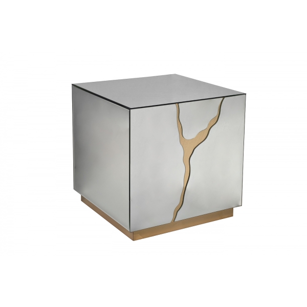 KFG198 Стол журнальный зеркальный с золотым декором 55*55*61см