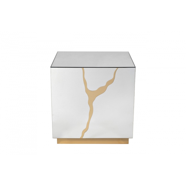 KFG198 Стол журнальный зеркальный с золотым декором 55*55*61см