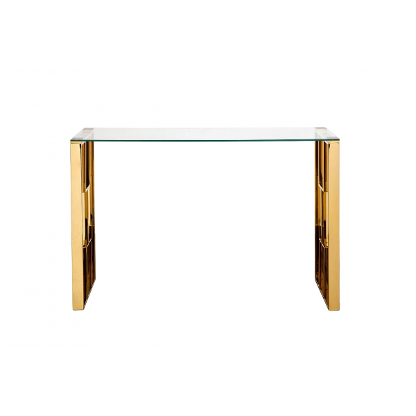 47ED-08201 Консоль прозр.стекло/золото 120*40*78см