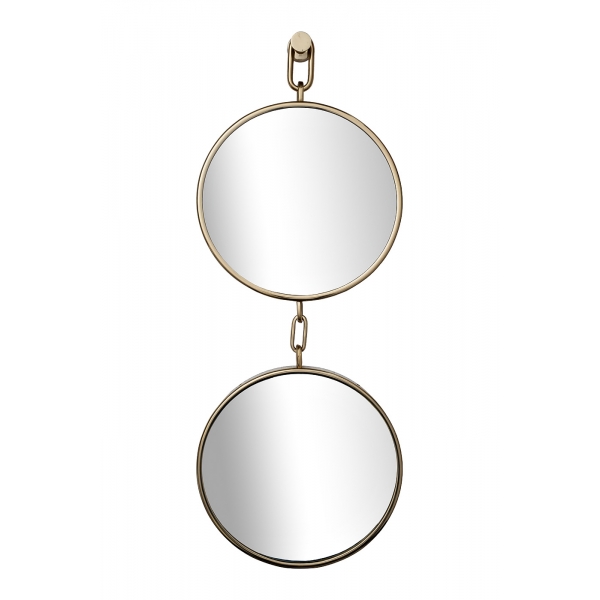 79MAL-9231-86G Зеркало на подвесе двойное рама металл. цвет золото d35см
