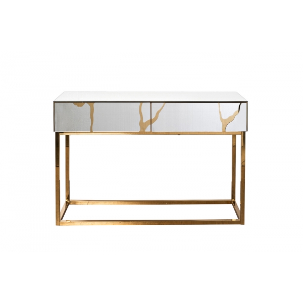 KFG197 Консоль зеркальная c золотым декором 120*42*79см