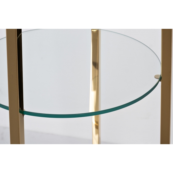 47ED-00501 Стеллаж прозр.стекло/золото 53*53*183см