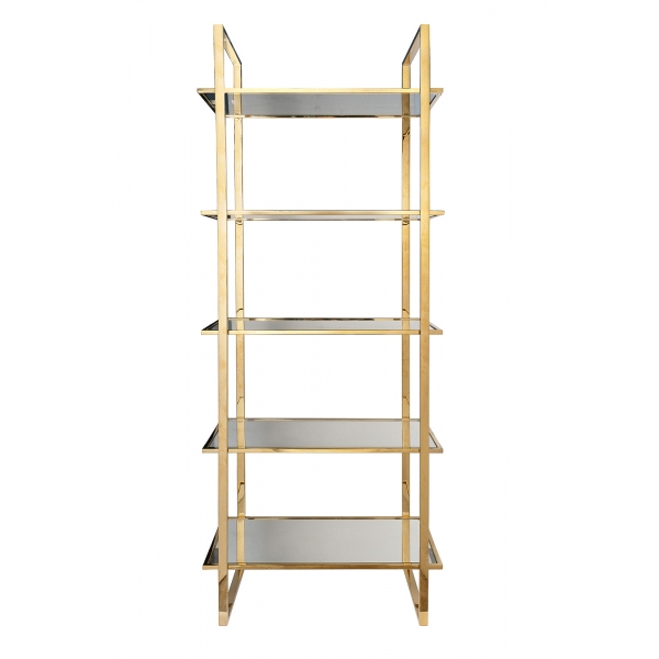 47ED-00401 Стеллаж прозр.стекло/золото 81*40*200см