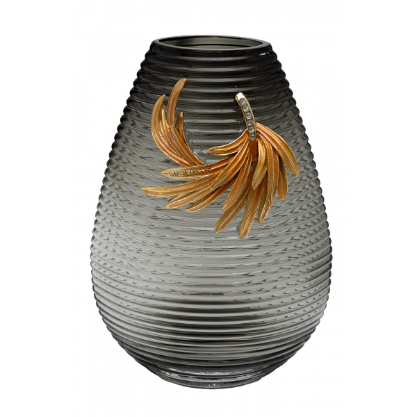 55RV6590L Ваза стеклянная серая с золотой веточкой 21*12*31см