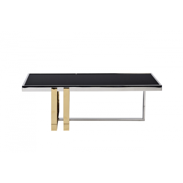 47ED-20910 Стол журнальный черн.стекло/хром+золото 120*60*40см
