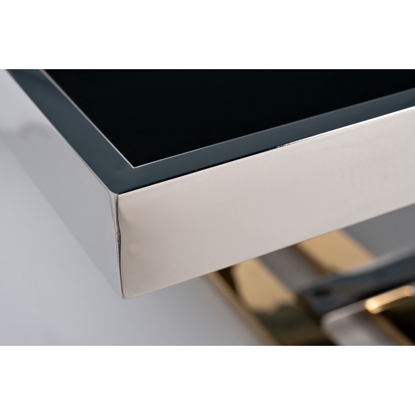 47ED-20910 Стол журнальный черн.стекло/хром+золото 120*60*40см