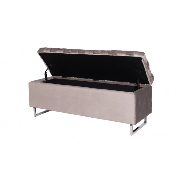 N-BANK-195-S BEG Банкетка велюр серо-беж. 120*40*46см для хранения